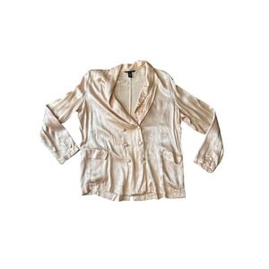 Victorias Secret Champagne Satin Jacquard Floral Pajama Blazer Top Gold Large